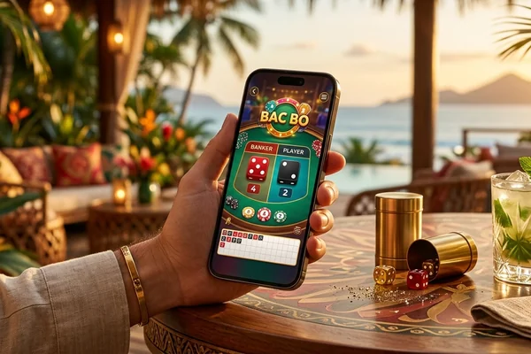 Mesa de Bac Bo ao vivo com dados e cartas, em um ambiente de cassino online da lucky bet 2026