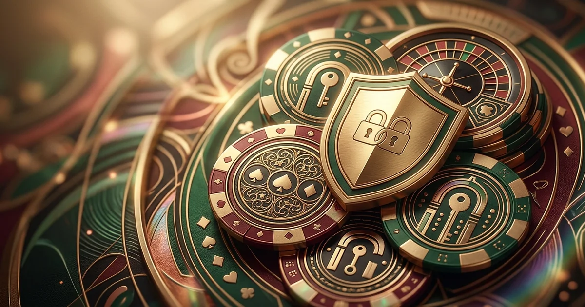 Ilustração de documentos legais e um selo de segurança, simbolizando os termos e condições da lucky bet.