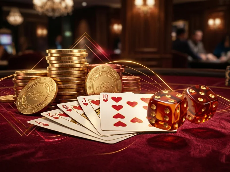 Mesa de roleta, cartas de blackjack e tela de jogo crash, lucky bet